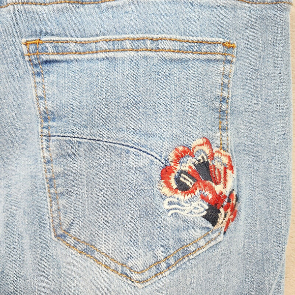 Y2K Embroidered Flare Jeans Women’s 14 Floral Boho Hippie Wide Leg Bell Bottom - Picture 12 of 13